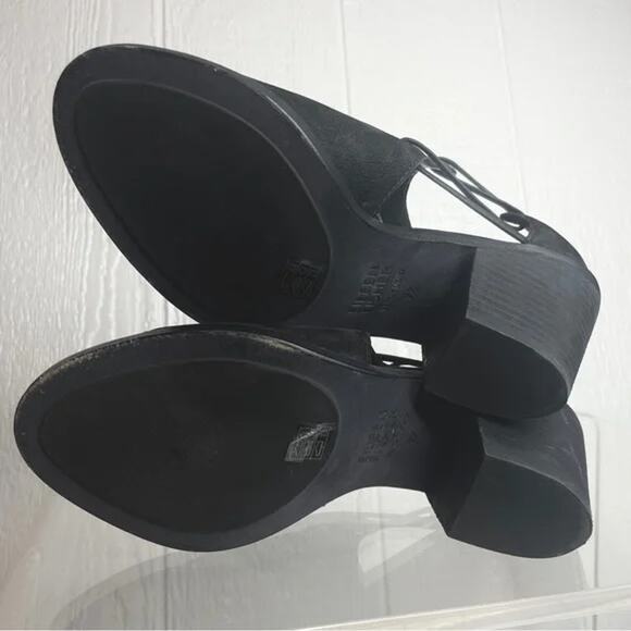 EILEEN FISHER “Nikki” Black Leather Open-Toe Booties US 7.5 - Picture 9 of 9